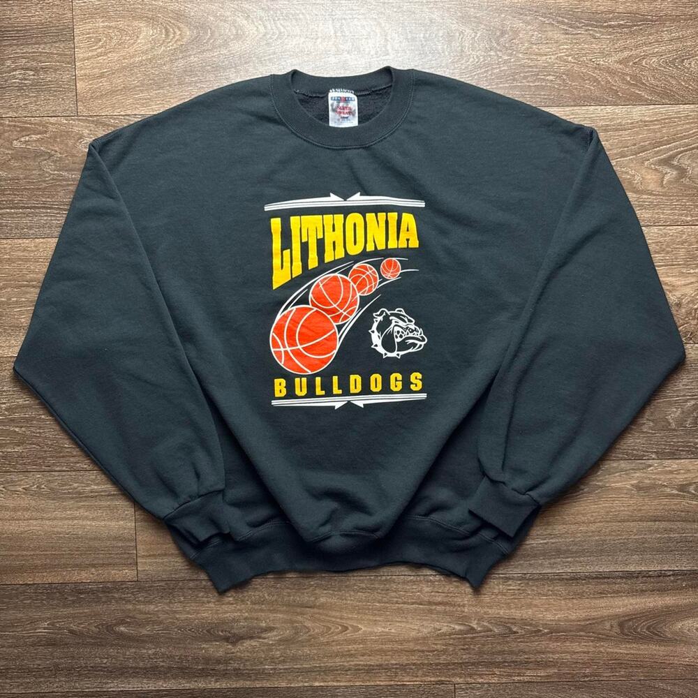 1990s Black Lithonia Bulldogs Basketball Crewneck Sweatshirt